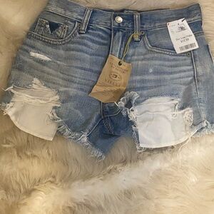 Vintage Light Blue Distressed Jean Shorts